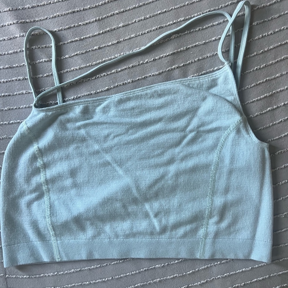 Strap oh soft baby blue crop top